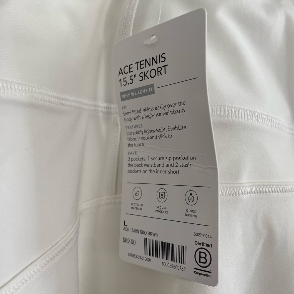 Athleta Ace Tennis Skort White NWT L - Picture 3 of 3